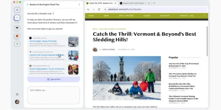 Navegador Disco de Google con GenTabs y asistente de IA